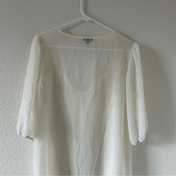 Lily Rose Women’s Sheer Blouse XL Ivory bell Sleeves Peasant Fairy Dainty - Picture 7 of 12